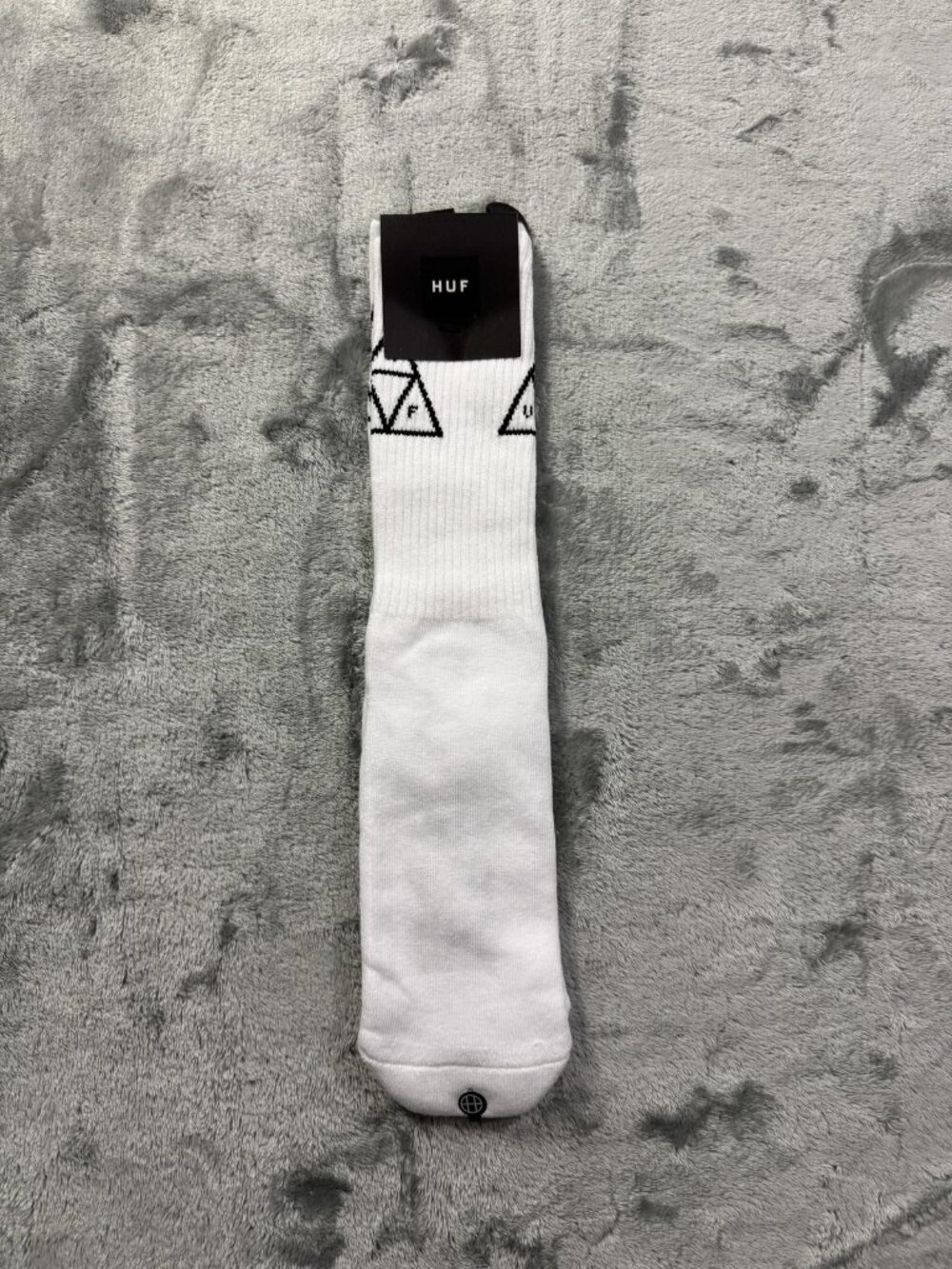 New HUF Team OG Socks Men's One Size White Crew Triangle Logo Skate Skateboard